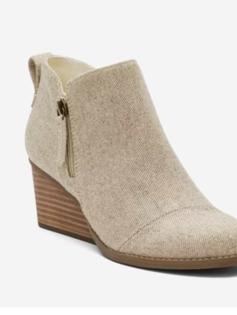 TOMS Goldie Wedge Beige Metallic Booty Sz 8